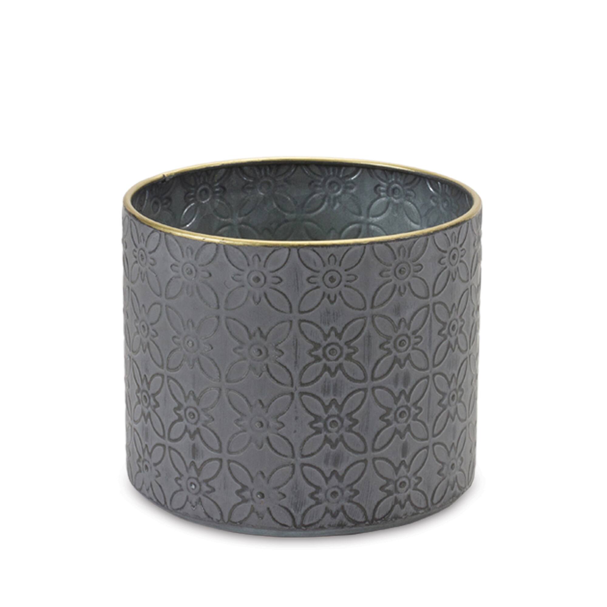 Ornate Geometric Metal Planters Set
